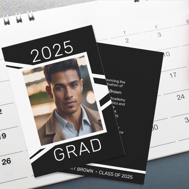 Faire-part de graduation de la photo en noir blanc (Créateur téléchargé)