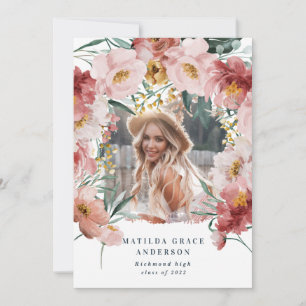 Faire-part de graduation de la photo florale de po