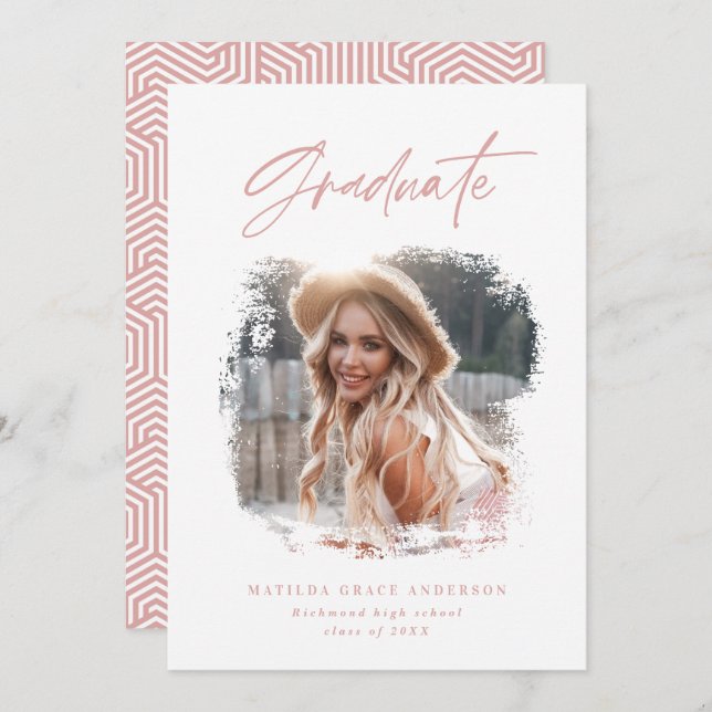 Faire-part de graduation de la typographie géométr (Devant / Derrière)