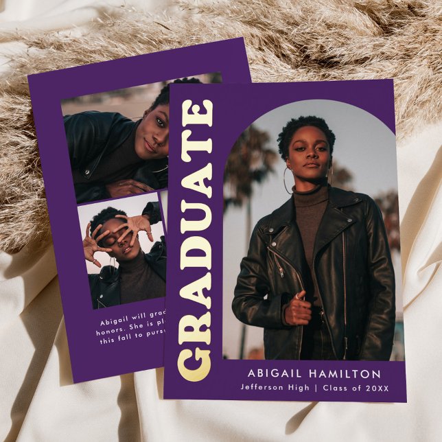 Faire-part de graduation de l'Arche à huile violet (Créateur téléchargé)