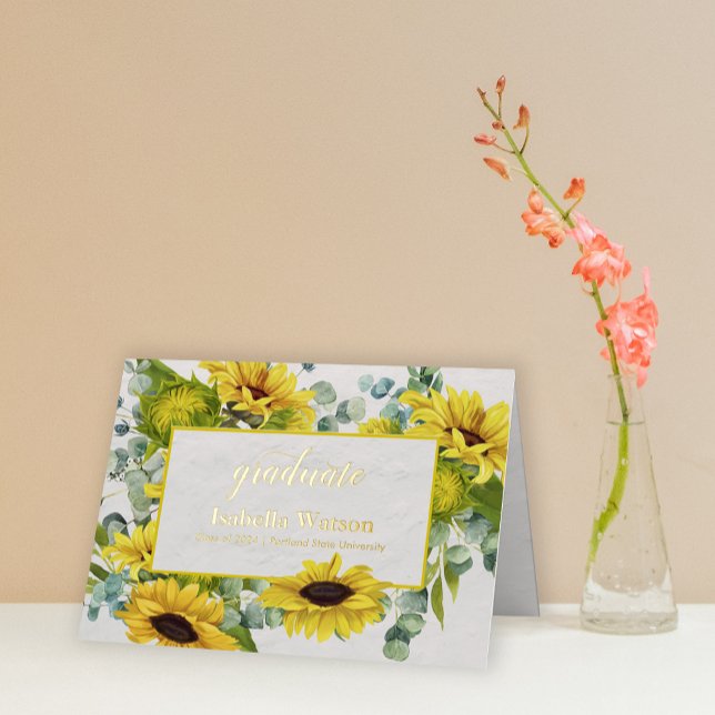 Faire-part de graduation de l'huile de tournesol (Sunflower Photo Foil Graduation Announcement)