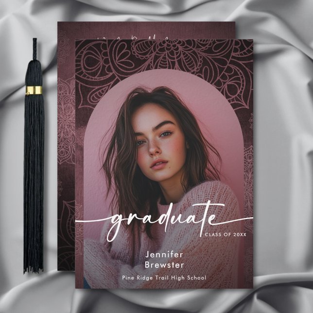 Faire-part de graduation de Modern Photo Pink Mand (Créateur téléchargé)