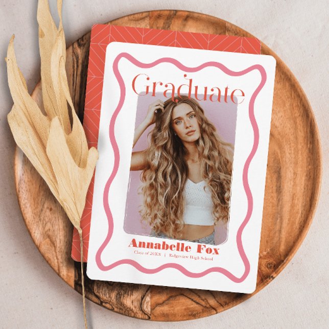 Faire-part de graduation de photo avec cadre rose (Créateur téléchargé)