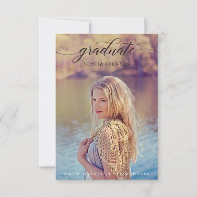 Faire-part de graduation de script classique avec  (Devant)