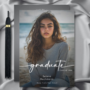 Faire-part de graduation de script photo moderne