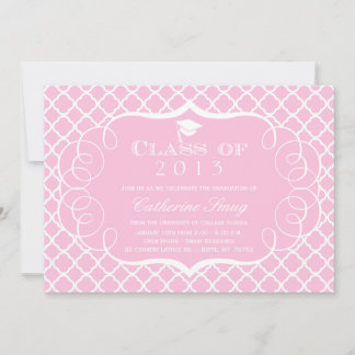 faire-part de graduation de talon rose + blanc