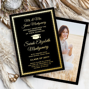 Faire-part de graduation des parents Black & Foil 