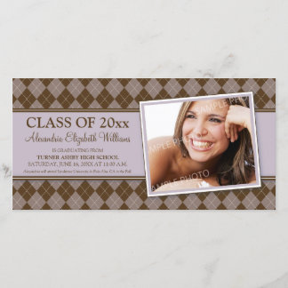Faire-part de graduation du Jacquard préppy (lilas