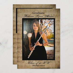 Faire-part de graduation en musique de feuille ave