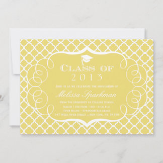 Faire-part de graduation en quatrefoil or + blanc