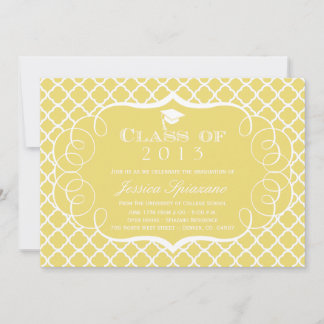 Faire-part de graduation en quatrefoil or + blanc