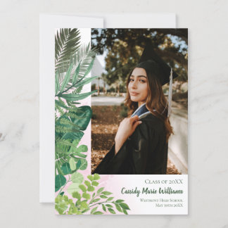 Faire-part de graduation en rose botanique tropica