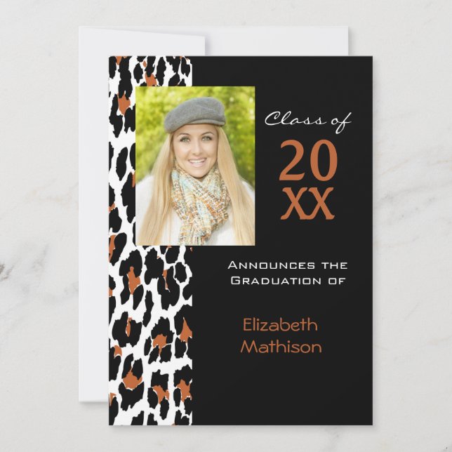 Faire-part de graduation Leopard Photo Invitation (Devant)