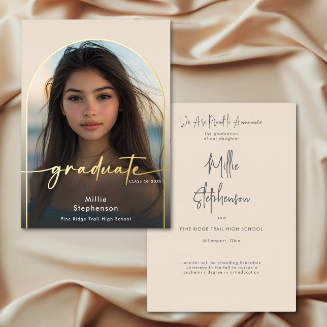 Faire-part de graduation minimale moderne pour les (Modern Minimal Ivory Foil Graduation Announcement)