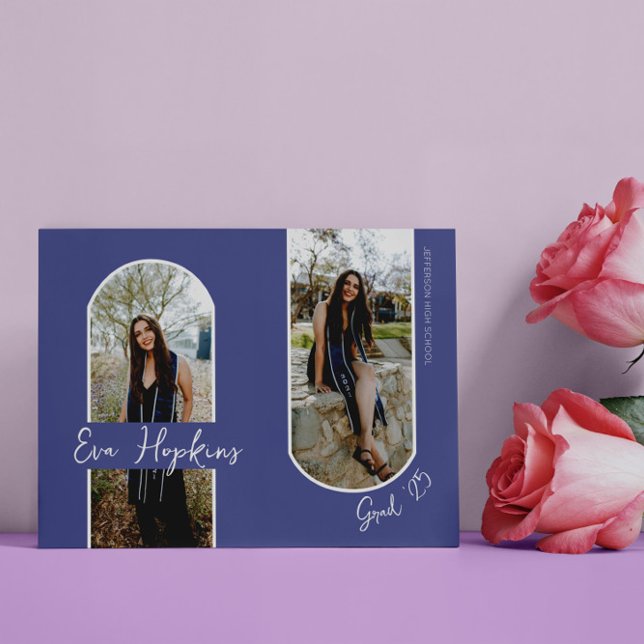 Faire-part de graduation moderne Deux photos (Modern graduation announcement two photos)