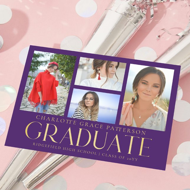 Faire-part de graduation multi-photo de script sim (Créateur téléchargé)