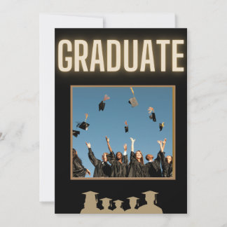 Faire-part de graduation noire et or