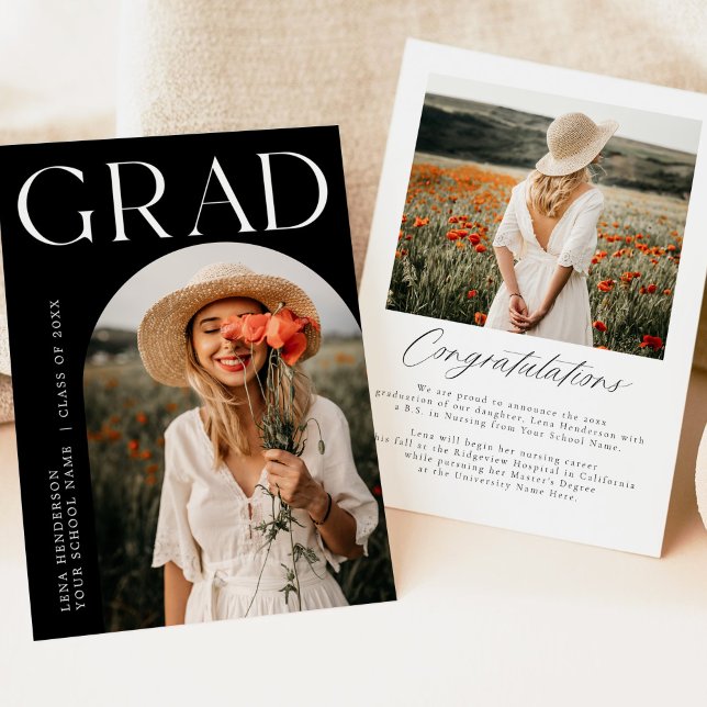 Faire-part de graduation photo Boho Arch moderne (Créateur téléchargé)