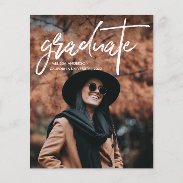 Faire-part de graduation photo Chic Script 2 (Devant)