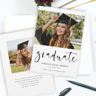 Faire-part de graduation photo de script simple mo