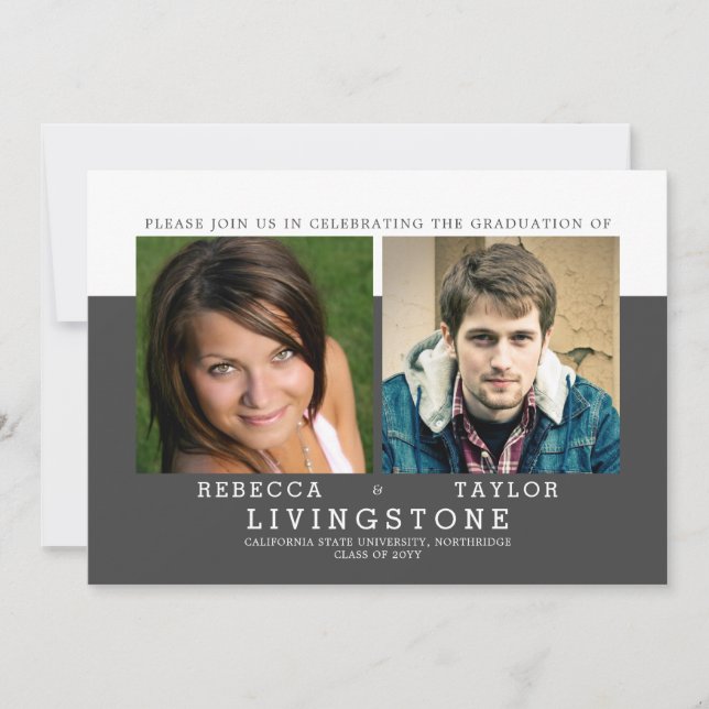 Faire-part de graduation photo des frères et soeur (Devant)