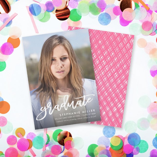 Faire-part de graduation photo du script de brosse (Créateur téléchargé)