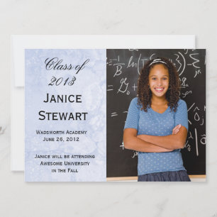 Faire-part de graduation photo en marbre bleu