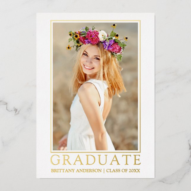 Faire-part de graduation photo Gold Foil moderne (Recto)