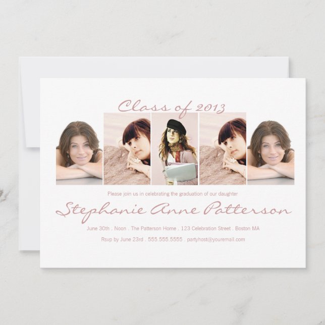 Faire-part de graduation photo moderne chic 5| Ros (Devant)