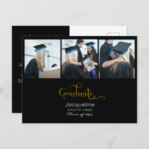 Faire-part De Graduation Photo Noir Et Or