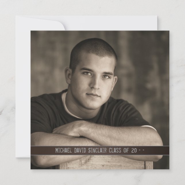 Faire-part de graduation photo pour garçons en cui (Devant)