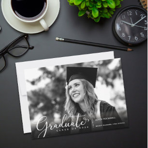 Faire-part de graduation photo texte simple et cur