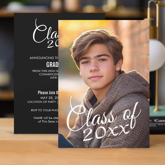 Faire-part de graduation photo verticale (Classic Graduation Announcement and Party Invitation)
