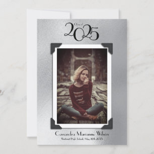 Faire-part de graduation photo vintage Argent