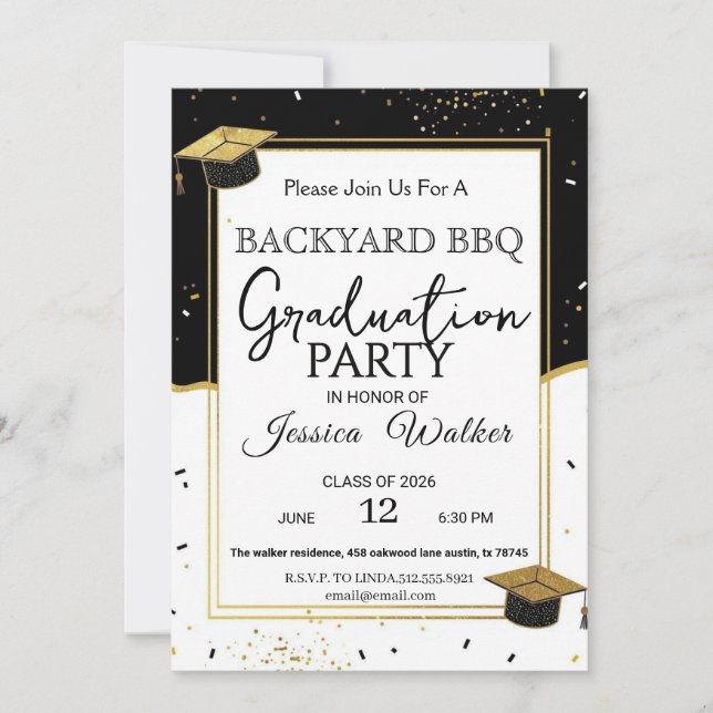 Faire-part de graduation pour un BBQ élégant dans  (Devant)