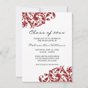 Faire-part de graduation Red et Black Swirl
