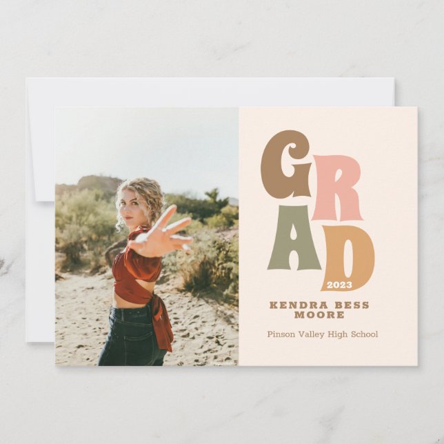 Faire-part De Graduation Rétro Avec Photo (Devant)