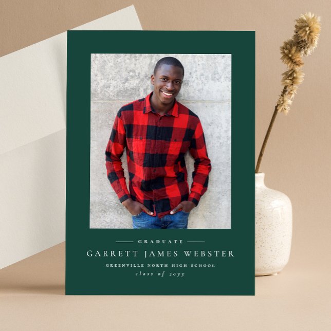 Faire-part de graduation verte classique simple (Créateur téléchargé)