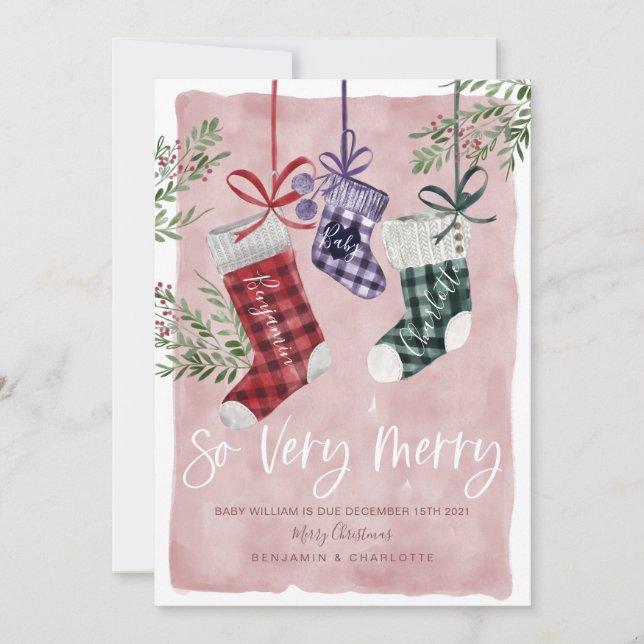 Faire-part de grossesse aquarelle famille bas (Devant)