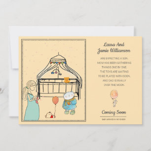 Faire-part de grossesse aquarelle Pêche bébé garço