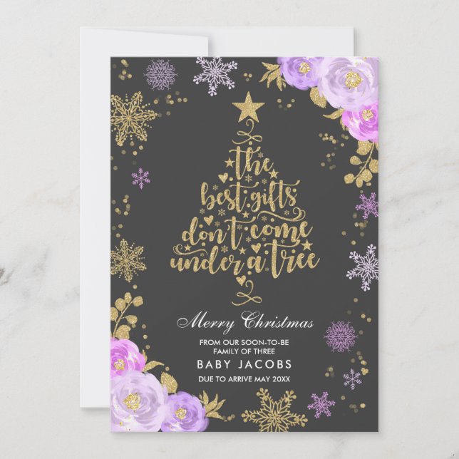 Faire-part de grossesse Carte de Noël Cadre floral (Devant)