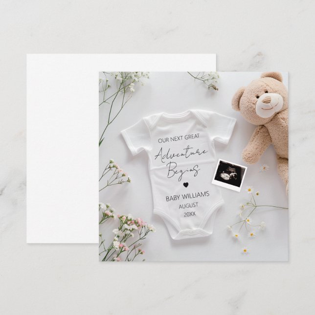 Faire-part de grossesse d'aventure moderne (Devant / Derrière)