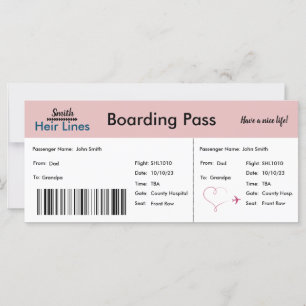Faire-part de grossesse de billets d'avion (rose/b