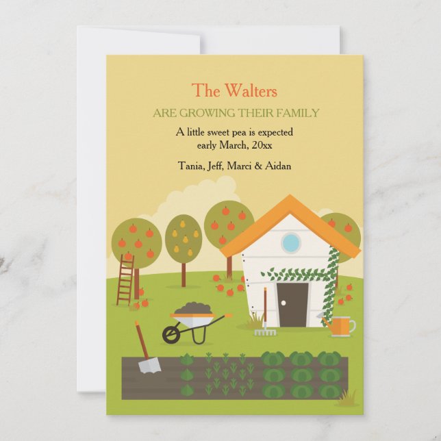 Faire-part de grossesse de jardin fertile (Devant)