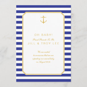 Faire-part de grossesse de marine nautique et d'or