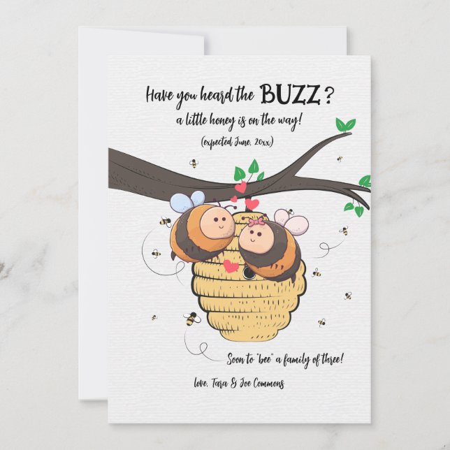 Faire-part de grossesse en couple d'abeilles (Devant)