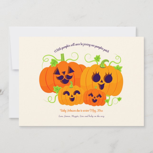 Faire-part de grossesse en famille citrouille (Devant)