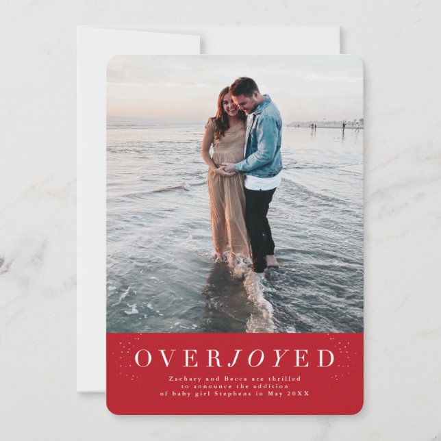 Faire-part de grossesse fériée rouge (Devant)