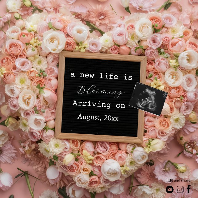 Faire-part de grossesse florale numérique (Créateur téléchargé)