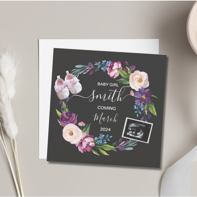 Faire-part de grossesse pour bébé (Baby Girl Pregnancy Announcement Card)